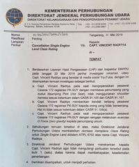 3 Alasan Kemenhub Cabut Izin Terbang Single Engine Capt Vincent Raditya