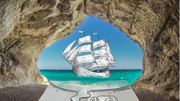 Perpaduan Goresan Sketsa dengan Benda Nyata Bikin Kagum