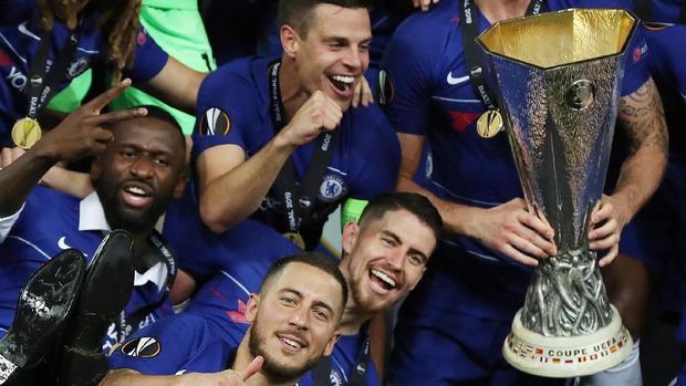 Eden Hazard meninggalkan Chelsea usai jadi juara Liga Europa.