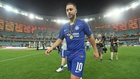 Eden Hazard meninggalkan Chelsea dengan catatan manis. Pemain yang kini memperkuat Real Madrid itu membawa The Blues finish empat besar Premier League dan menjuarai Liga Europa. (Foto: Michael Regan/Getty Images)