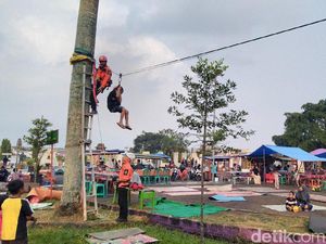 Keren! Posko Mudik Ini Sediakan Flying Fox