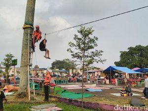 Lewat Ciamis, Jangan Lupa Jajal Flying Fox di Posko Mudik BPBD