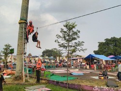 Lewat Ciamis, Jangan Lupa Jajal Flying Fox di Posko Mudik BPBD