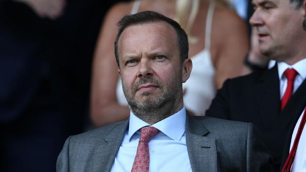 LIVERPOOL, ENGLAND - APRIL 21:  Ed Woodward executive vice-chairman of Manchester United looks on prior to the Premier League match between Everton FC and Manchester United at Goodison Park on April 21, 2019 in Liverpool, United Kingdom. (Photo by Jan Kruger/Getty Images)