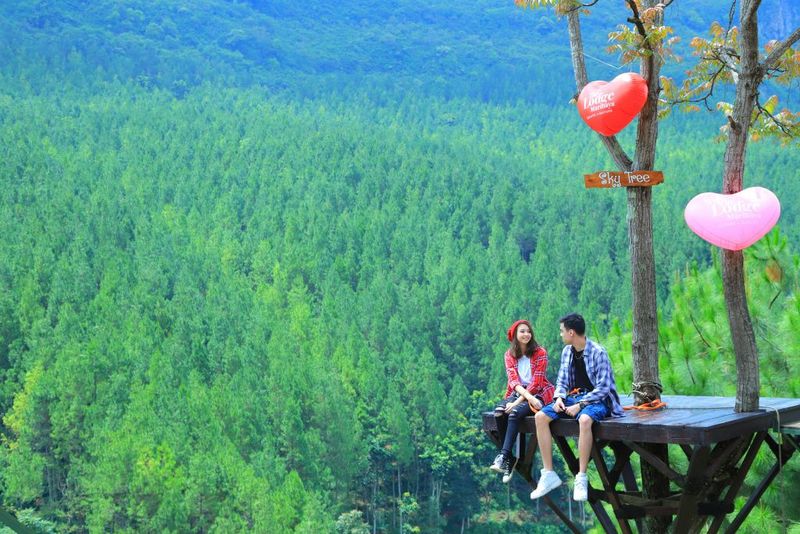 Destinasi yang berlokasi di Desa Cibodas, Kecamatan Lembang ini kebanyakan dikunjungi anak-anak muda. Mereka asyik foto-foto dengan latar belakang pemandangan yang indah. (Yudha Maulana/detikcom)