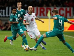 Jerman bertanding melawan Belarusia dalam Kualifikasi Piala Eropa 2020 di Borisov Arena, Minggu (9/6/2019).