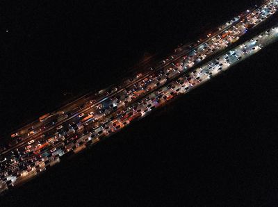 Potret dari Udara Kemacetan Simpang Susun Cikampek Tadi Malam
