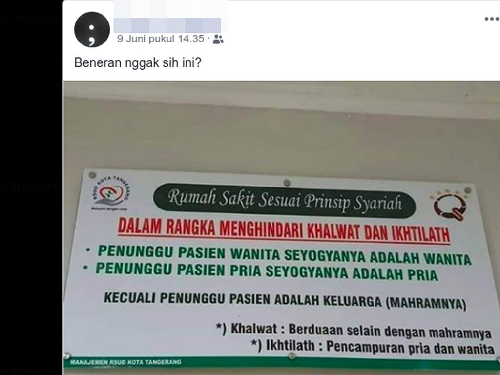 Ramai Papan Aturan RS Syariah, Begini Penjelasan Perhimpunan RS Indonesia Ramai Papan Aturan RS Syariah, Begini Penjelasan Perhimpunan RS Indonesia