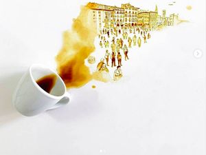 Unik! Tumpahan Kopi Jadi Seni Lukis Mengagumkan