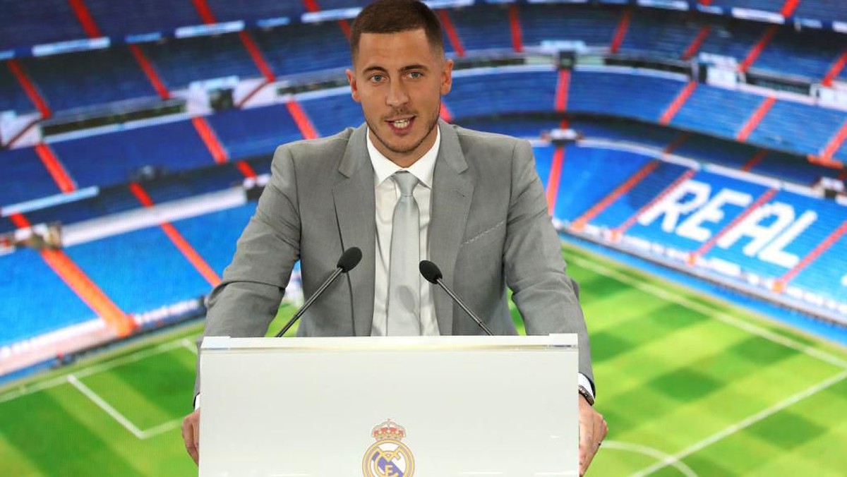 Eden Hazard resmi diperkenalkan sebagai pemain anyar Real Madrid. (Foto: Angel Martinez/Getty Images)