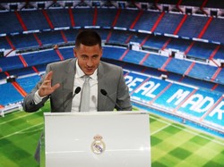 Pemain 28 tahun itu ditransfer dari Chelsea seharga 100 juta euro, menjadikannya galactico terbaru Madrid. (Foto: Sergio Perez/REUTERS)