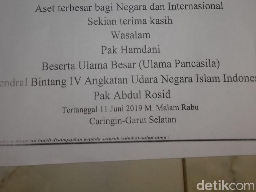 Polres Garut Tangkap Pembuat Surat Sensen Presiden Indonesia