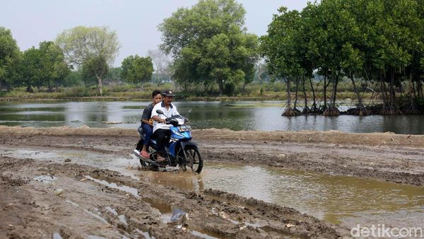 Potret Perjuangan Warga Muara Gembong Lintasi Jalan Rusak