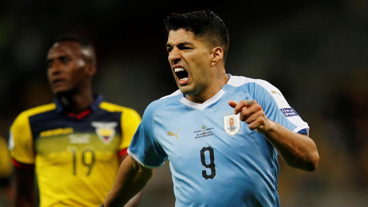 Luis Suarez bikin gol di laga pembuka Copa America 2019 usai pulih dari cedera (REUTERS/Luisa Gonzalez)