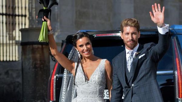 Menikah, Istri Sergio Ramos Pakai Gaun Rancangan Desainer Lebanon