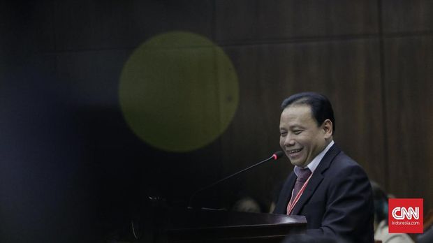 Ketua Bwaslu ABhan saat bersaksi di sidang sengketa pilpres di MK, kemarin.