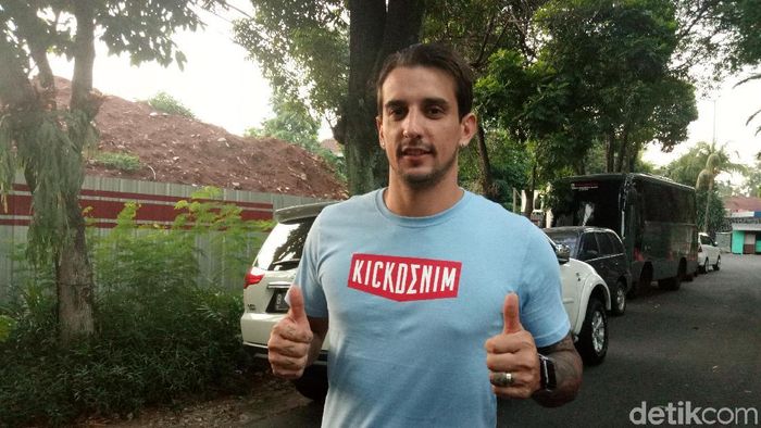 Flavio Beck bertekad lanjutkan momentum positif di laga lawan PSS Sleman. (Foto: Amalia Dwi Septi/detikSport)