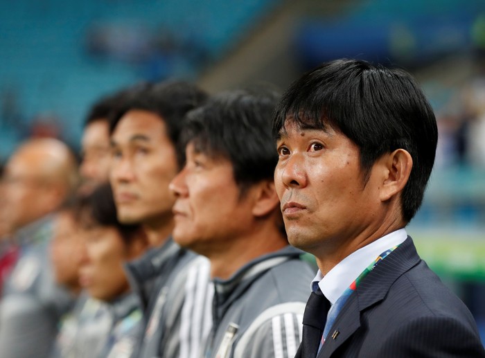 Soccer Football - Copa America Brazil 2019 - Group C - Uruguay v Japan - Arena Do Gremio, Porto Alegre, Brazil - June 20, 2019   Japan coach Hajime Moriyasu before the match    REUTERS/Henry Romero