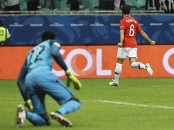 Chile bisa unggul duluan. Di menit kedelapan, Jose Pedro Fuenzalida mengoyak gawang Ekuador. (Foto: Bruna Prado/Getty Images)