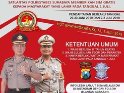 Asyik, Warga Surabaya yang Lahir 1 Juli Bisa Bikin SIM Gratis