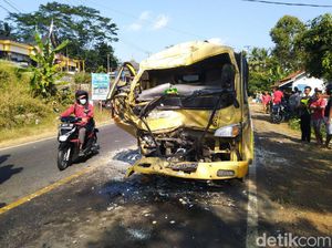 Begini Kondisi Truk dan Bus yang Adu Banteng di Ciamis