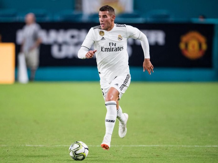 MIAMI, FL - JULY 31: Theo Hernandez #15 of Real Madrid in action during the International Champions Cup match against Manchester United at Hard Rock Stadium on July 31, 2018 in Miami, Florida. (Photo by Rob Foldy/Getty Images)