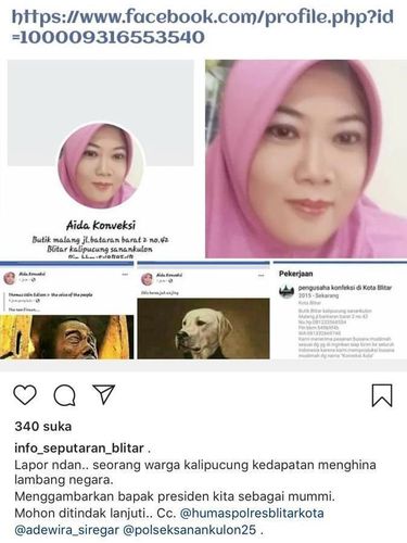 Akun Aida konveksi hina Jokowi Mumi dan baju hakim MK/