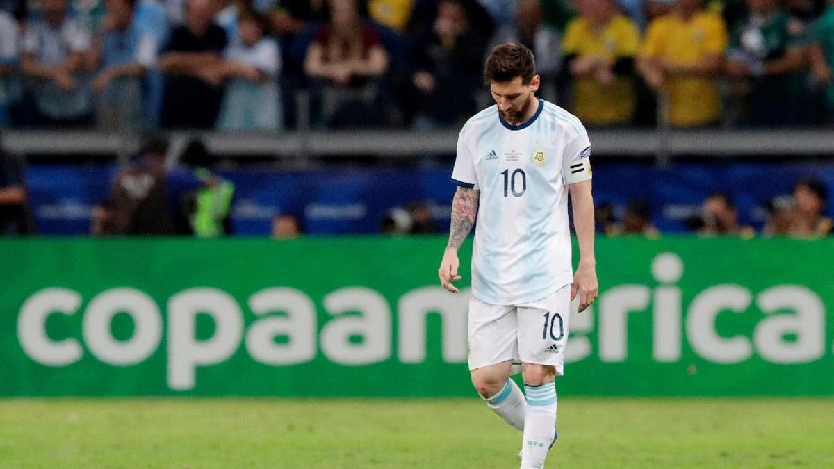 Lionel Messi selepas Argentina disingkirkan Brasil di semifinal Copa America 2019. (Foto: Henry Romero/Reuters)