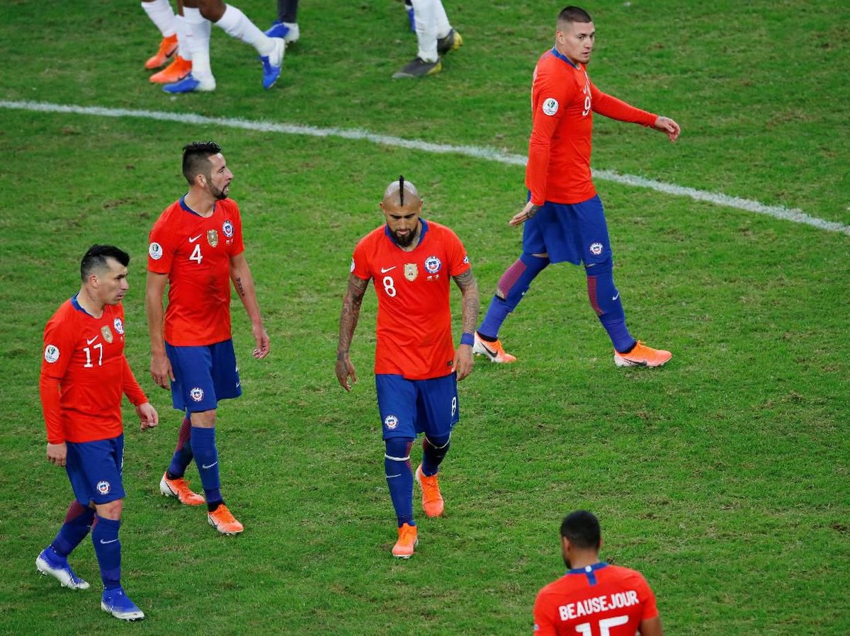 TImnas Chile usai ditaklukkan Peru 0-3 di semifinal Copa America 2019. (Foto: Luisa Gonzalez/Reuters)