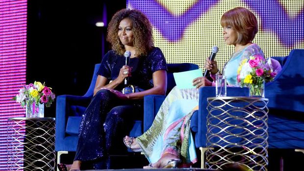 Michelle Obama dalam acara Let Girls Learn di Madrid, Spanyol