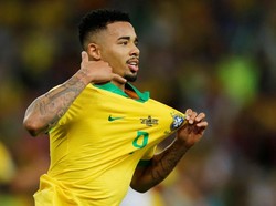 Gabriel Jesus membuat Brasil kembali unggul 2-1. REUTERS/Luisa Gonzalez.