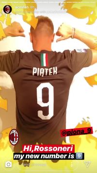 Musim 2019/20, Piatek Pakai Nomor Punggung 9 di Milan