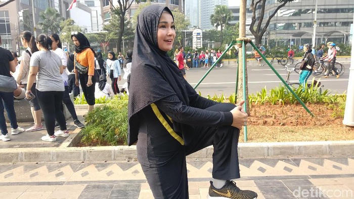 Soraya Larasati tengah menekuni olahraga lari (Foto: Widiya Wiyanti/detikHealth)