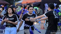 Sejumlah pendukung Persib Bandung mendatangi Stadion Si Jalak Harupat untuk menyaksikan pertandingan Persib Bandung vs Kalteng FC.