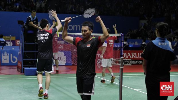 Ahsan/Hendra akan bertemu Endo/Watanabe di final BWF World Tour Finals 2019. (