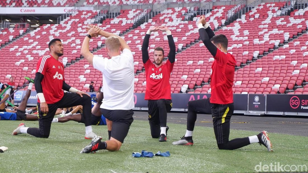 Manchester Unted berlatih jelang berlaga di International Champions Cup 2019. (Foto: Rifqi Ardita Widianto/detikSport)
