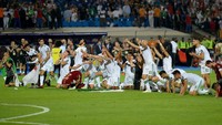 Kegembiraan timnas Aljzair usai dipastikan menjuarai Piala Afrika 2019. Foto: MOHAMED EL-SHAHED / AFP