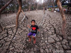 Tanah Retak Akibat Kemarau Jadi Tempat Wisata Baru di Tangerang