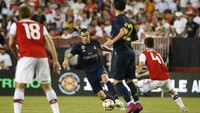 Gareth Bale mencetak gol untuk membantu Real Madrid mengalahkan Arsenal lewat adu penalti 3-2 di laga ICC 2019. Kedua tim bermain seri 2-2 di waktu normal. Amber Searls-USA TODAY Sports.
