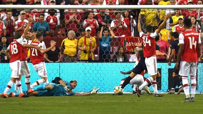 JUDI ONLINE Real Madrid mengalahkan Arsenal lewat adu penalti di ICC 2019. (Foto: Jim Watson / AFP)