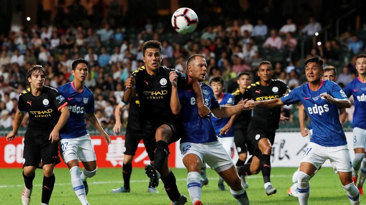 Manchester City menang 6-1 atas Kitchee SC di laga pramusim. (Foto: Tyrone Siu/REUTERS)