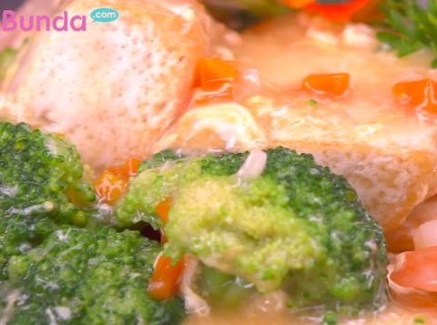 Resep Tahu Saus Brokoli Seafood, Sajian Penangkal Anak Mogok Makan