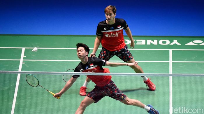 Kevin Sanjaya Sukamuljo/Marcus Fernaldi Gideon lolos ke babak kedua China Open 2019 (Foto: Matt Roberts/Getty Images)