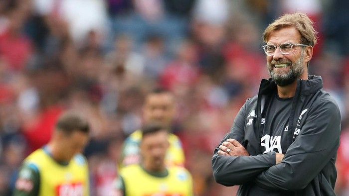 EDINBURGH, SCOTLAND - JULY 28: Jurgen Klopp, Manager of Liverpool looks on prior to the Pre-Season Friendly match between Liverpool FC and SSC Napoli at Murrayfield on July 28, 2019 in Edinburgh, Scotland. (Photo by Ian MacNicol/Getty Images)