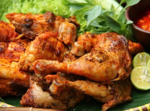 Ayam percik or grilled chicken, popular Malay food in Malaysia for breaking fast or iftar during the Ramadan month