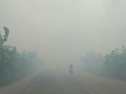 Kebakaran Lahan di Ogan Ilir Sumsel, Asap Tutupi Jalan Lintas Timur Sumatera