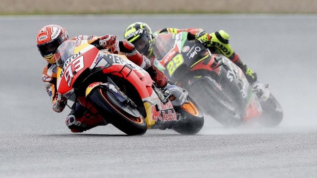 Marquez saat latihan bebas di MotoGP Brno. (