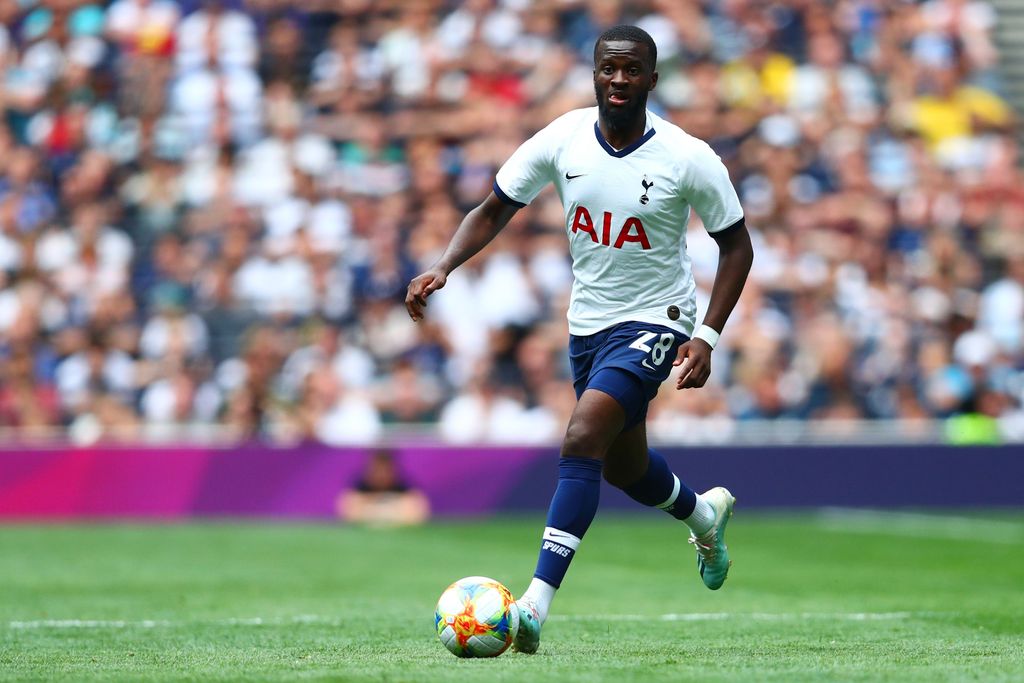 LONDON, ENGLAND - AUGUST 04:  Tanguy Ndombele of Tottenham Hotspur runs with the ball during the 2019 International Champions Cup match between Tottenham Hotspur and FC Internazionale at Tottenham Hotspur Stadium on August 04, 2019 in London, England. (Photo by Dan Istitene/Getty Images)