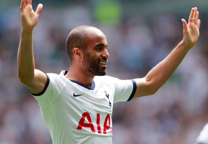 Soccer Football - International Champions Cup - Tottenham Hotspur v Inter Milan - Tottenham Hotspur Stadium, London, Britain - August 4, 2019  Tottenham Hotspur's Lucas Moura celebrates scoring their first goal   Action Images via Reuters/Andrew Couldridge