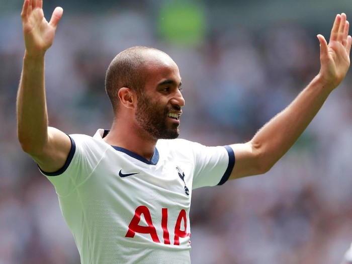 Soccer Football - International Champions Cup - Tottenham Hotspur v Inter Milan - Tottenham Hotspur Stadium, London, Britain - August 4, 2019  Tottenham Hotspur's Lucas Moura celebrates scoring their first goal   Action Images via Reuters/Andrew Couldridge